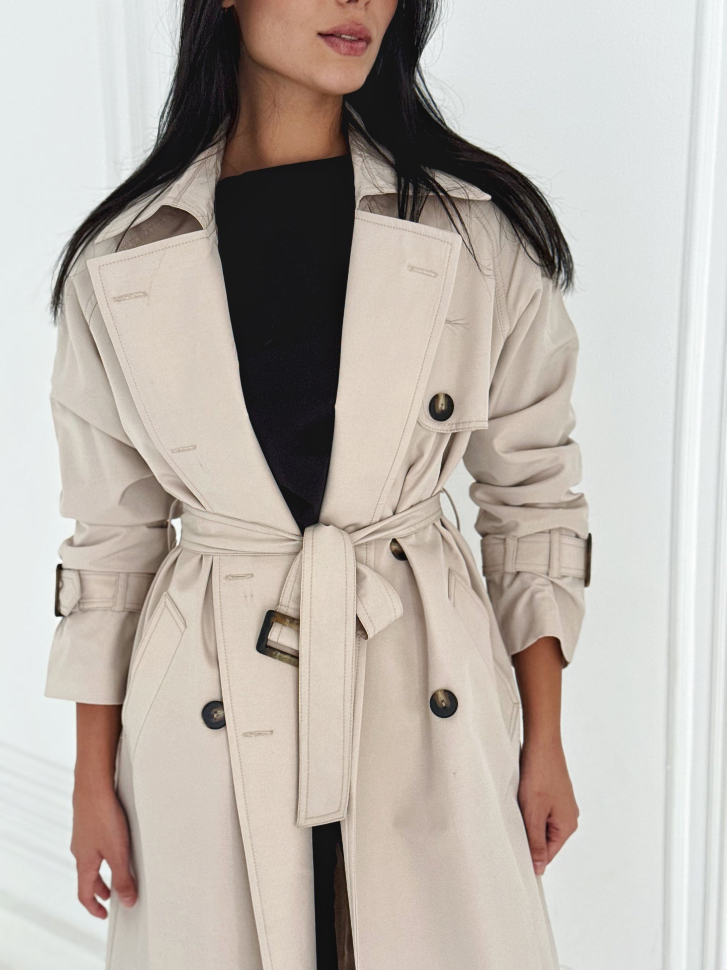 Statement Trench Coat In Beige