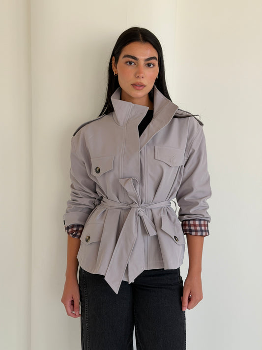 Stand Collar Jacket In Gray