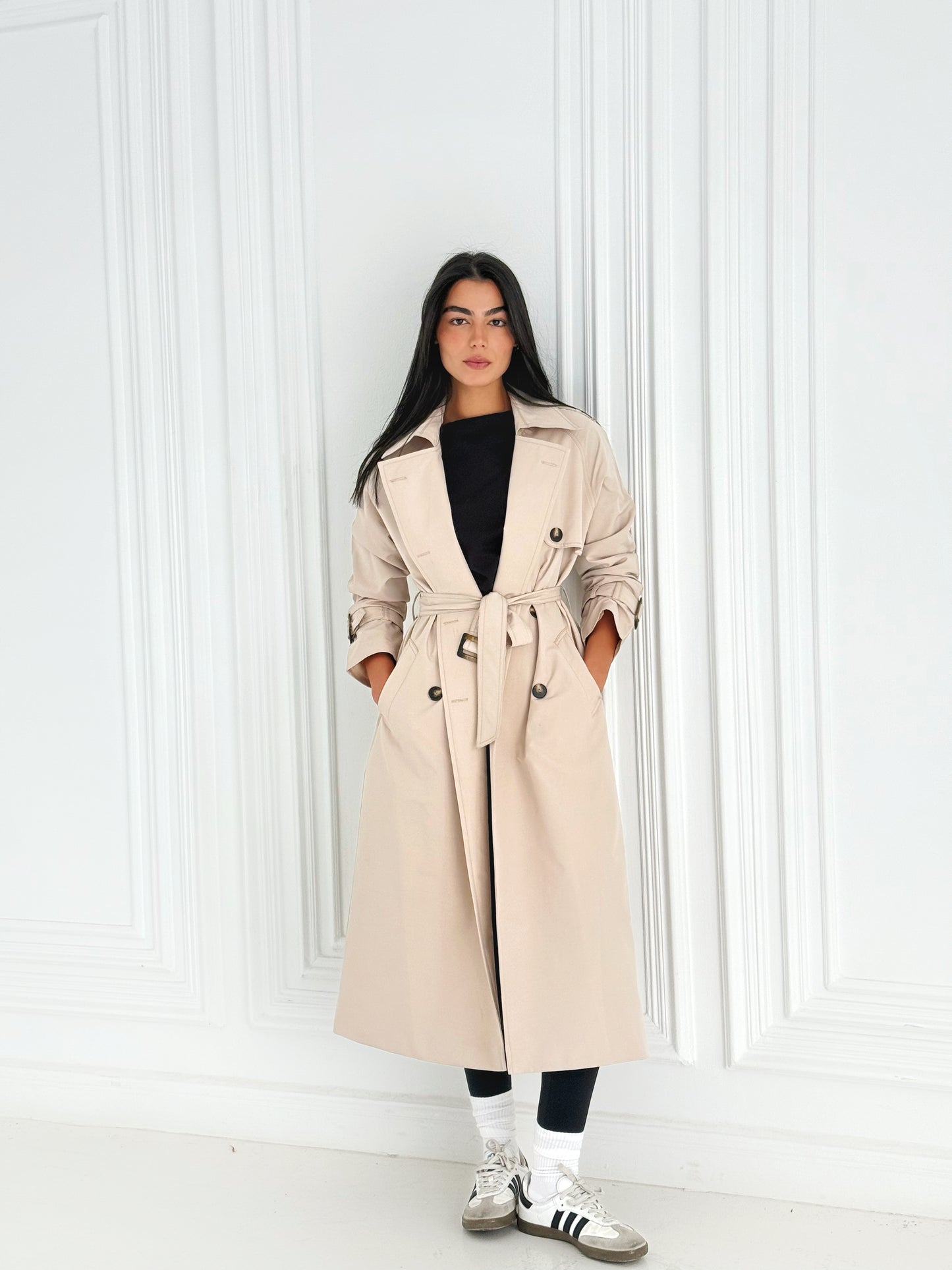 Statement Trench Coat In Beige
