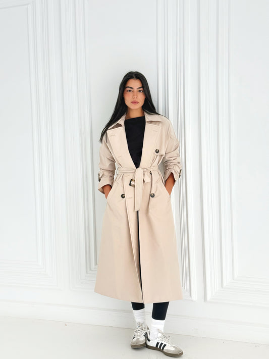 Statement Trench Coat In Beige