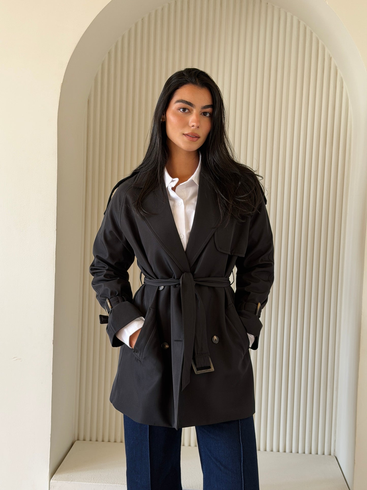 Mini Trench Coat In Black