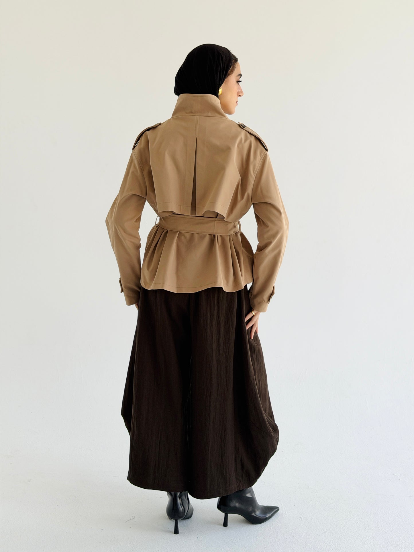 Stand Collar Jacket In Camel