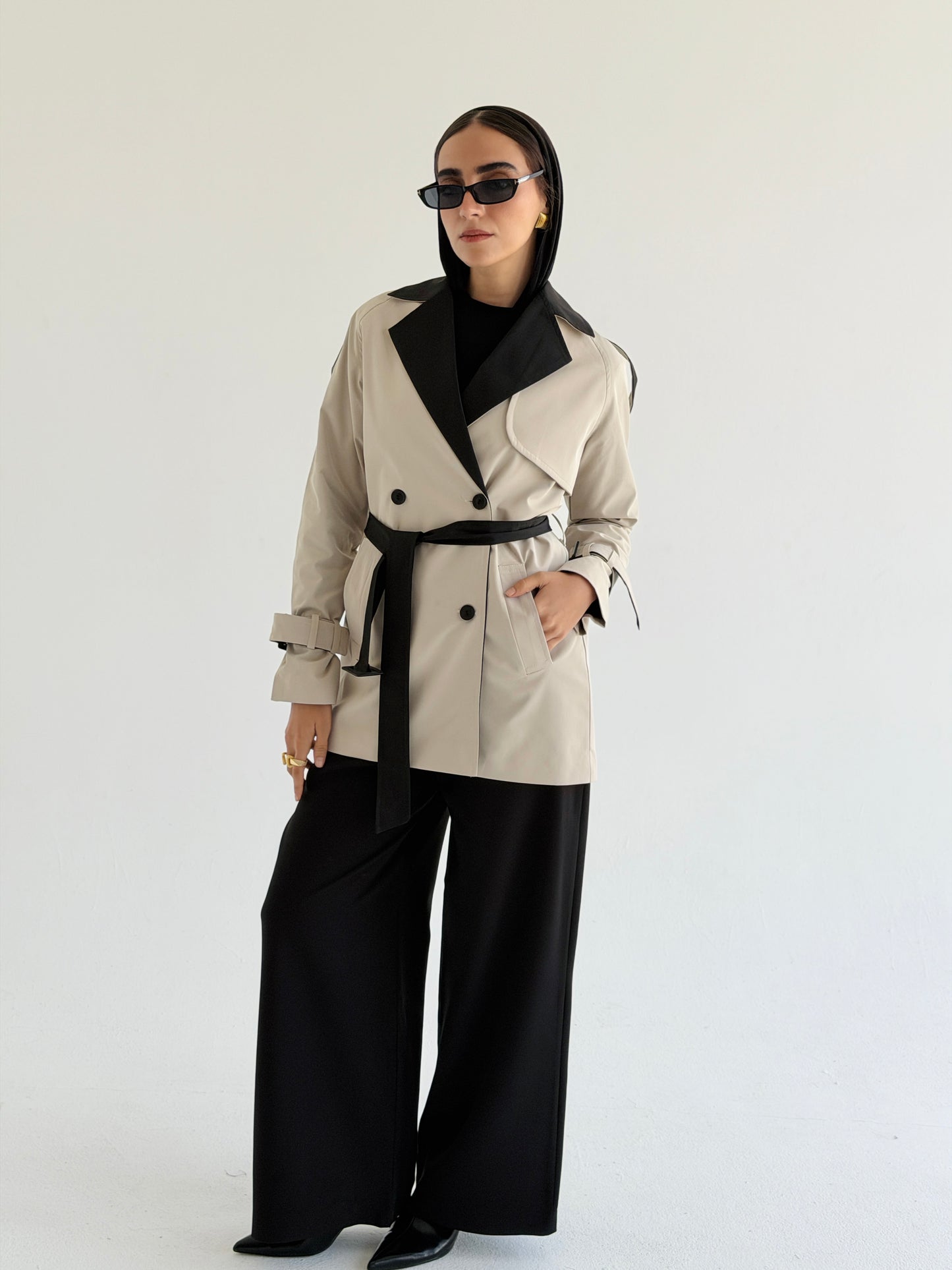 Black & white Trench coat