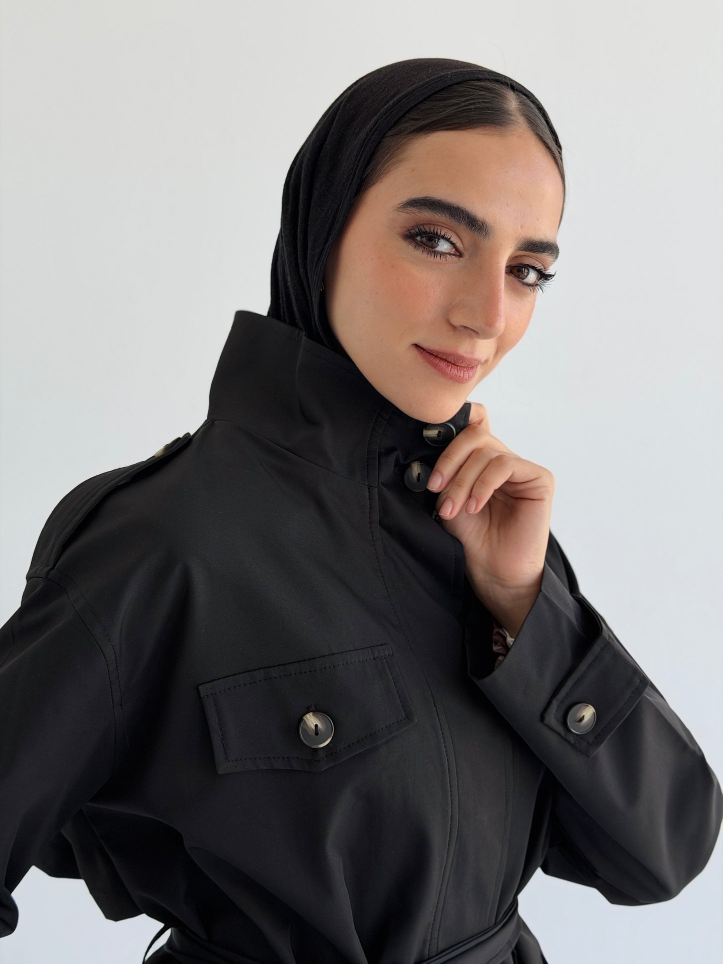 Stand Collar Jacket In Black