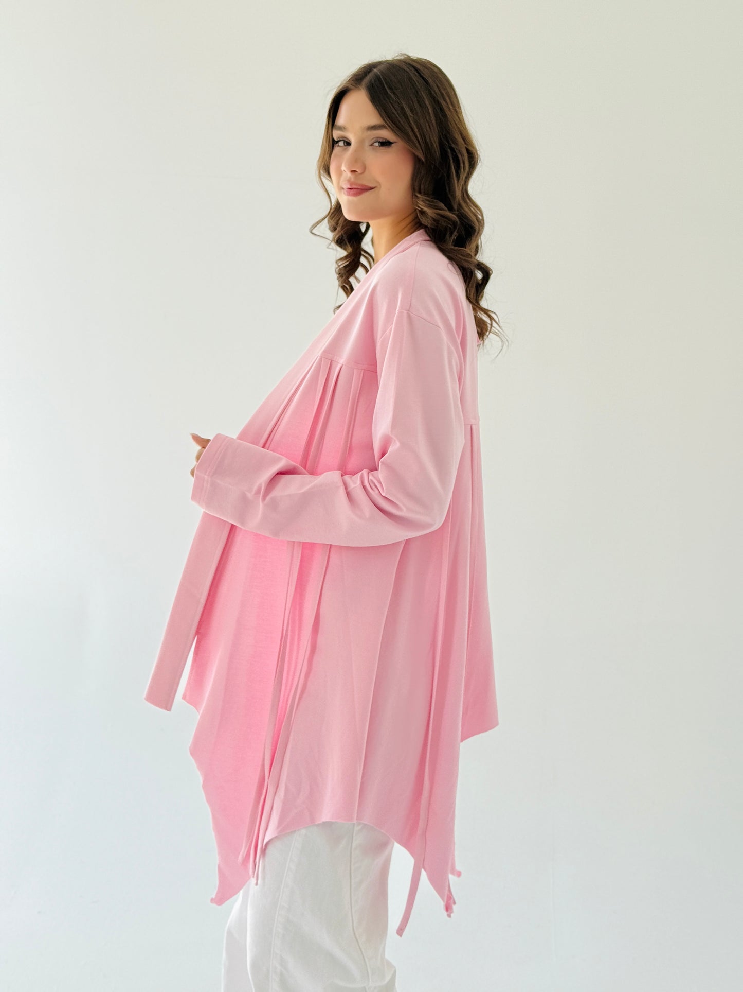 Ribbon cardigan in pink