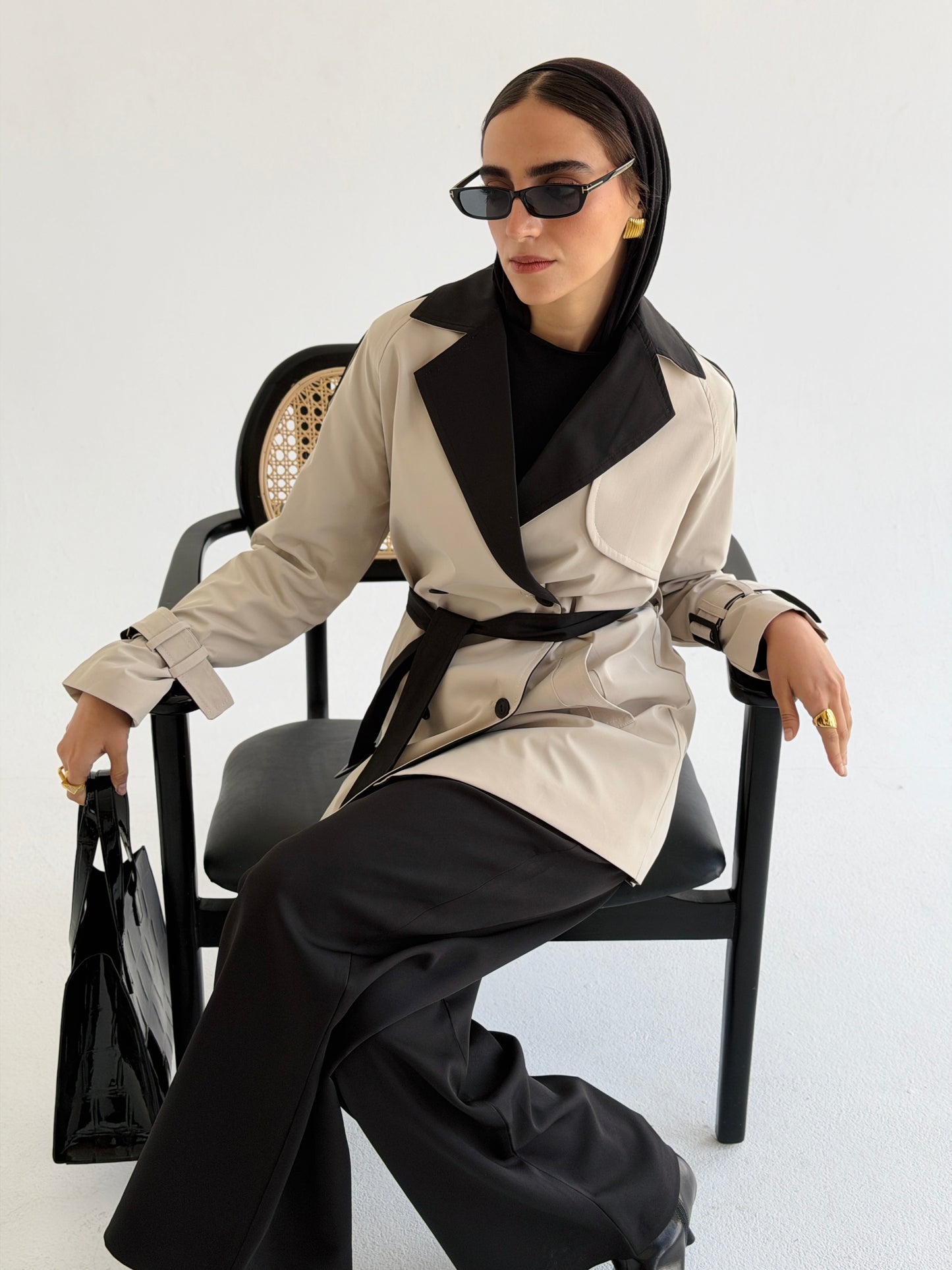 Black & white Trench coat