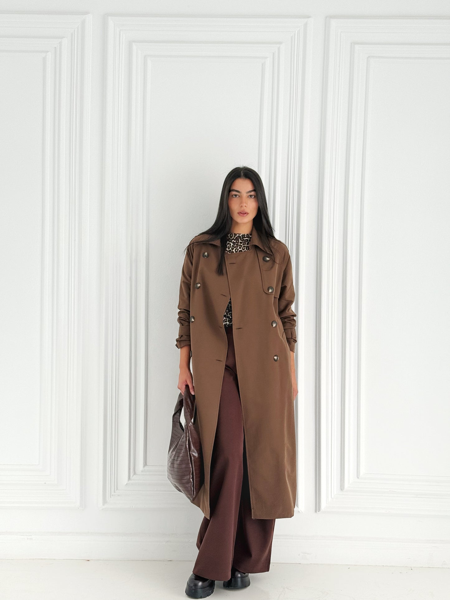 Statement Trench Coat In Brown