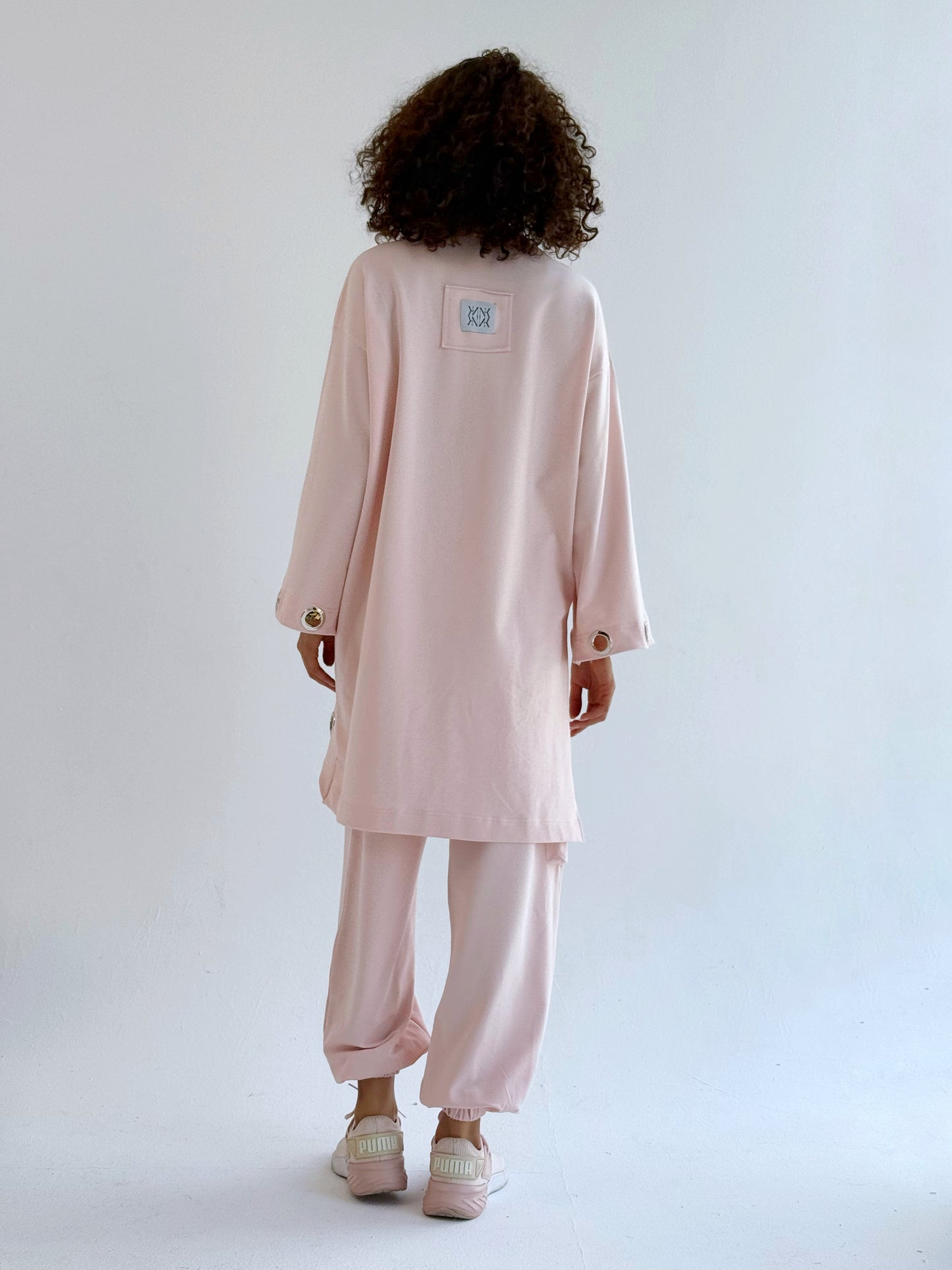 Eyelets Cotton Set In Pink