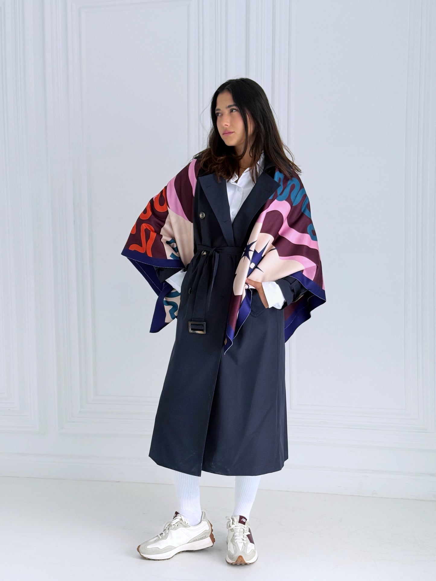 Wave wool scarf (square)