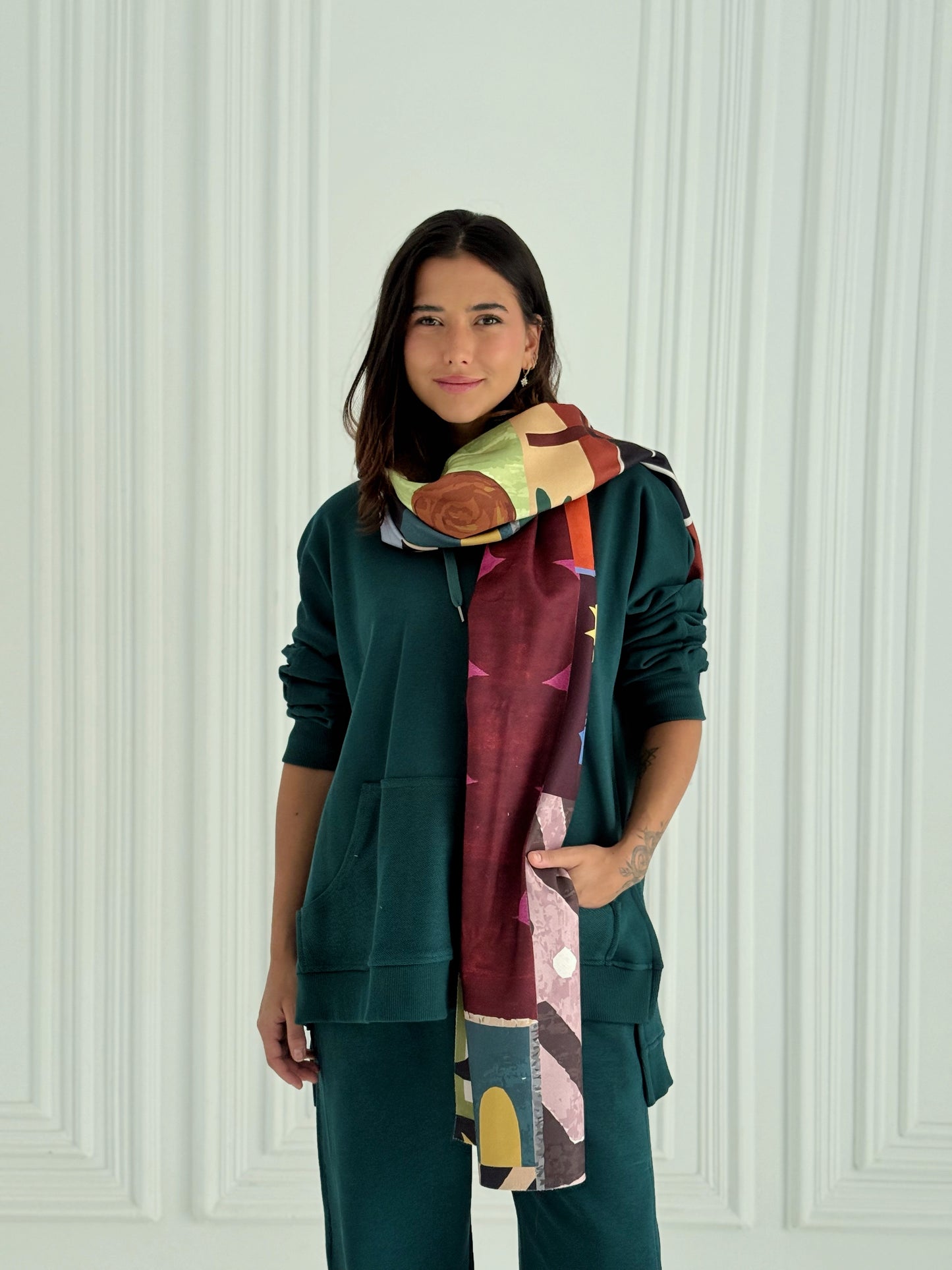 Color Bloom wool scarf ( Rectangle)