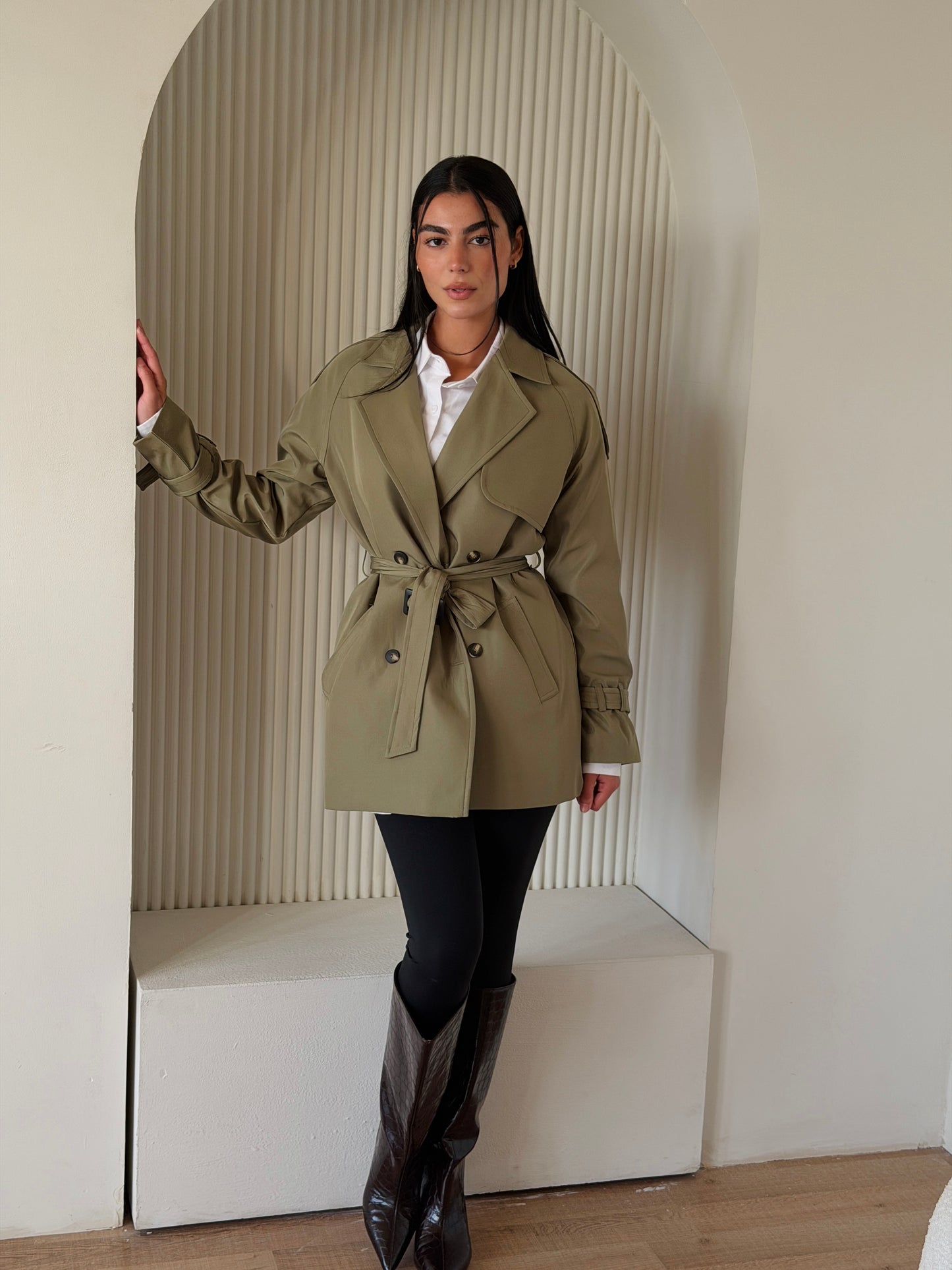 Mini Trench Coat In Matcha