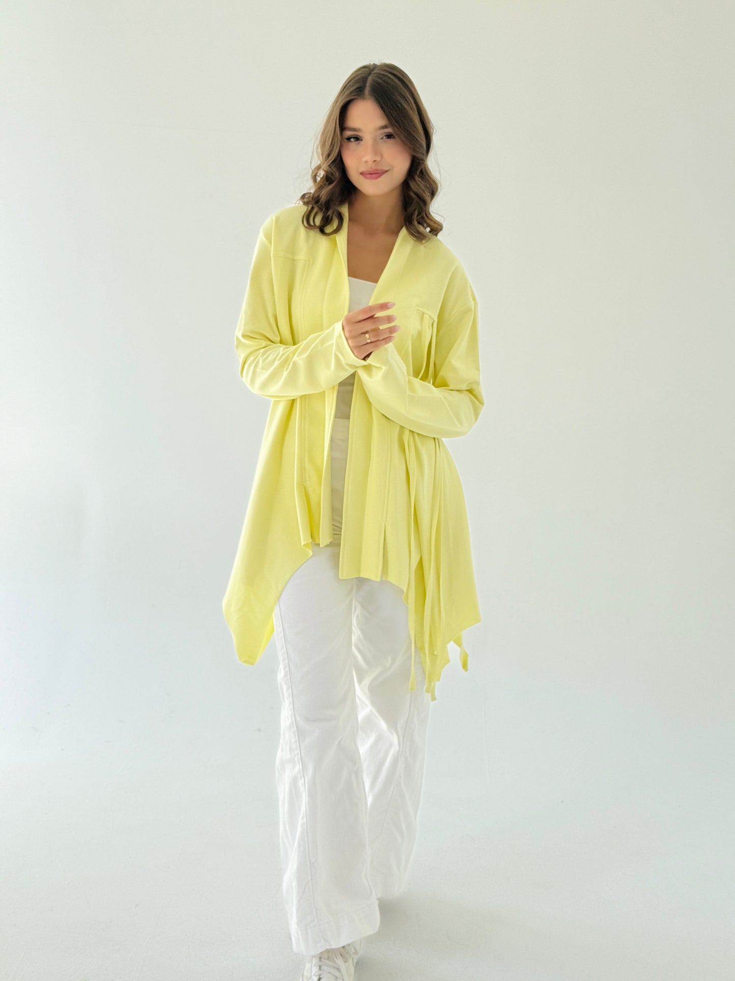 Ribbon cardigan in butter Yellow