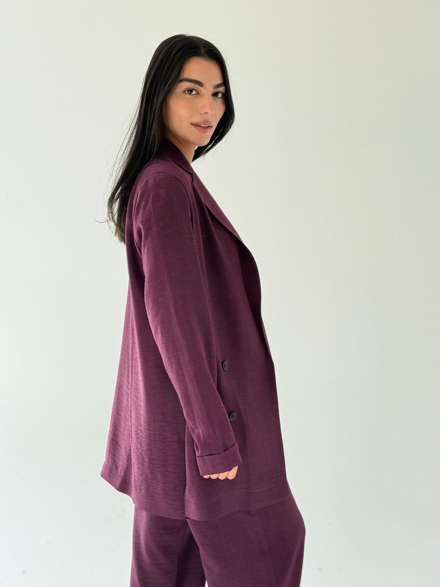 Effortlessly linen set in burgundy