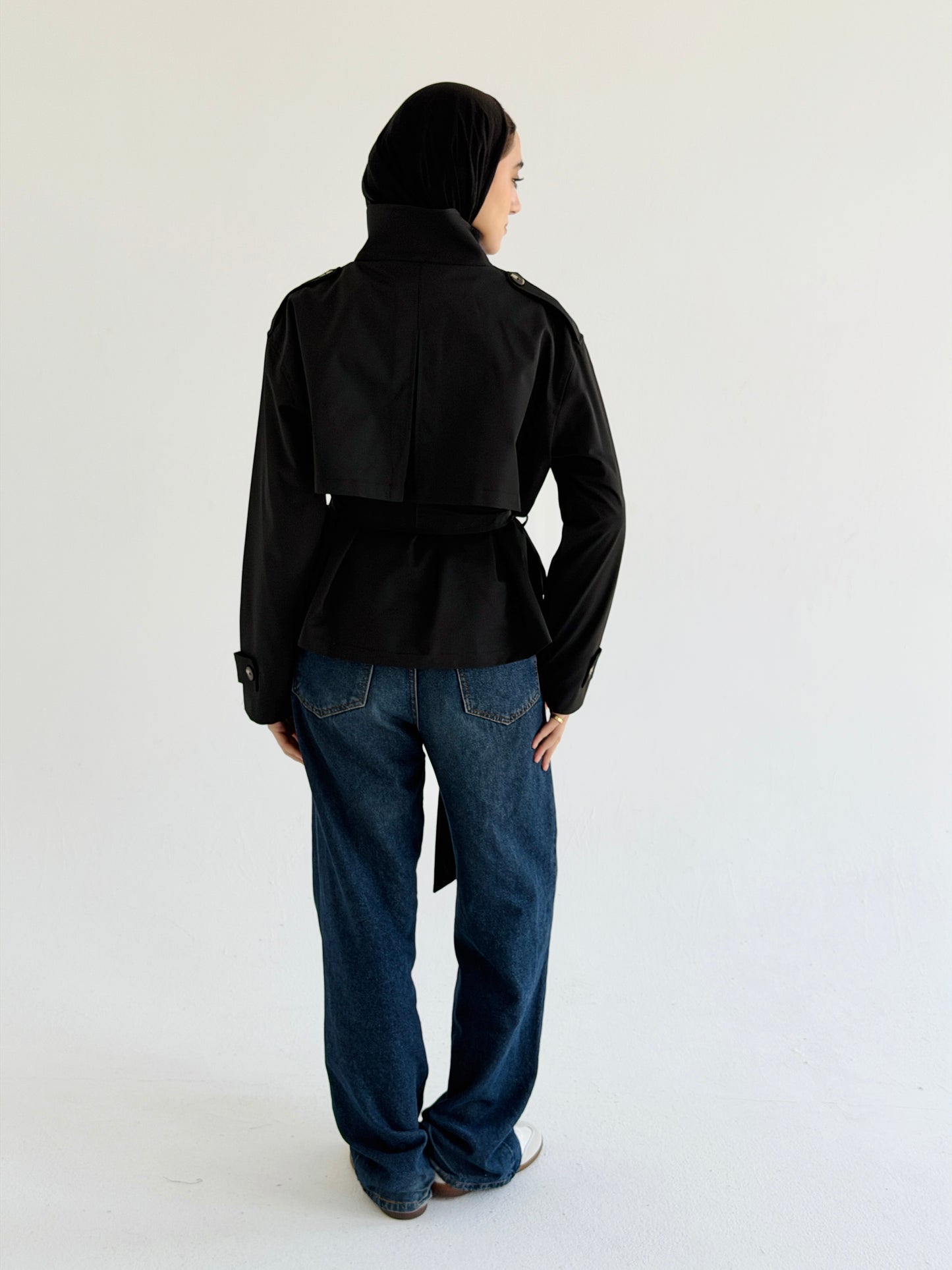 Stand Collar Jacket In Black