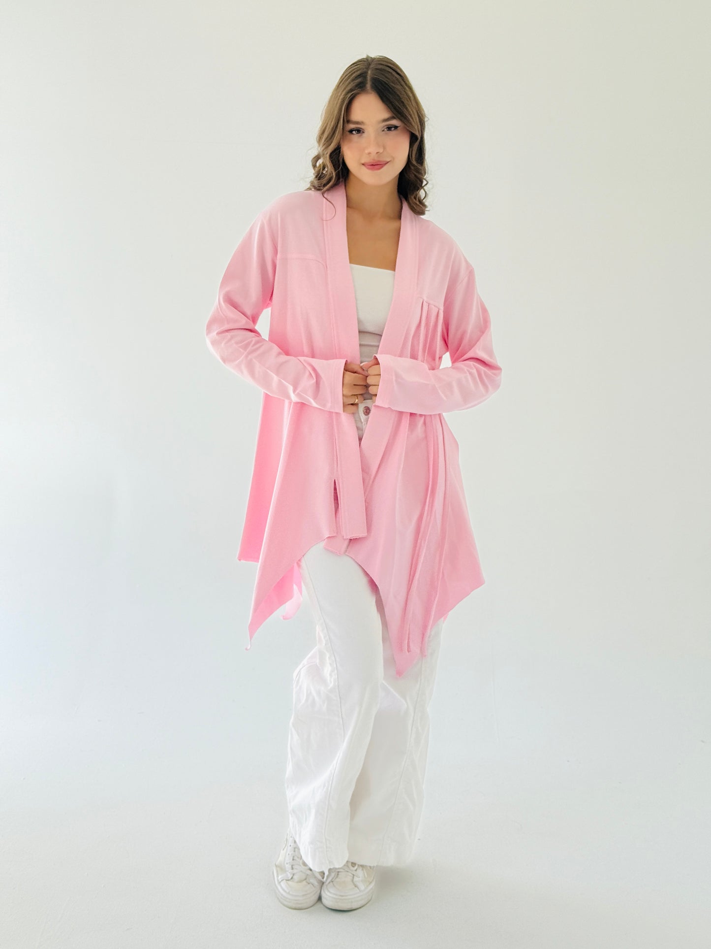 Ribbon cardigan in pink