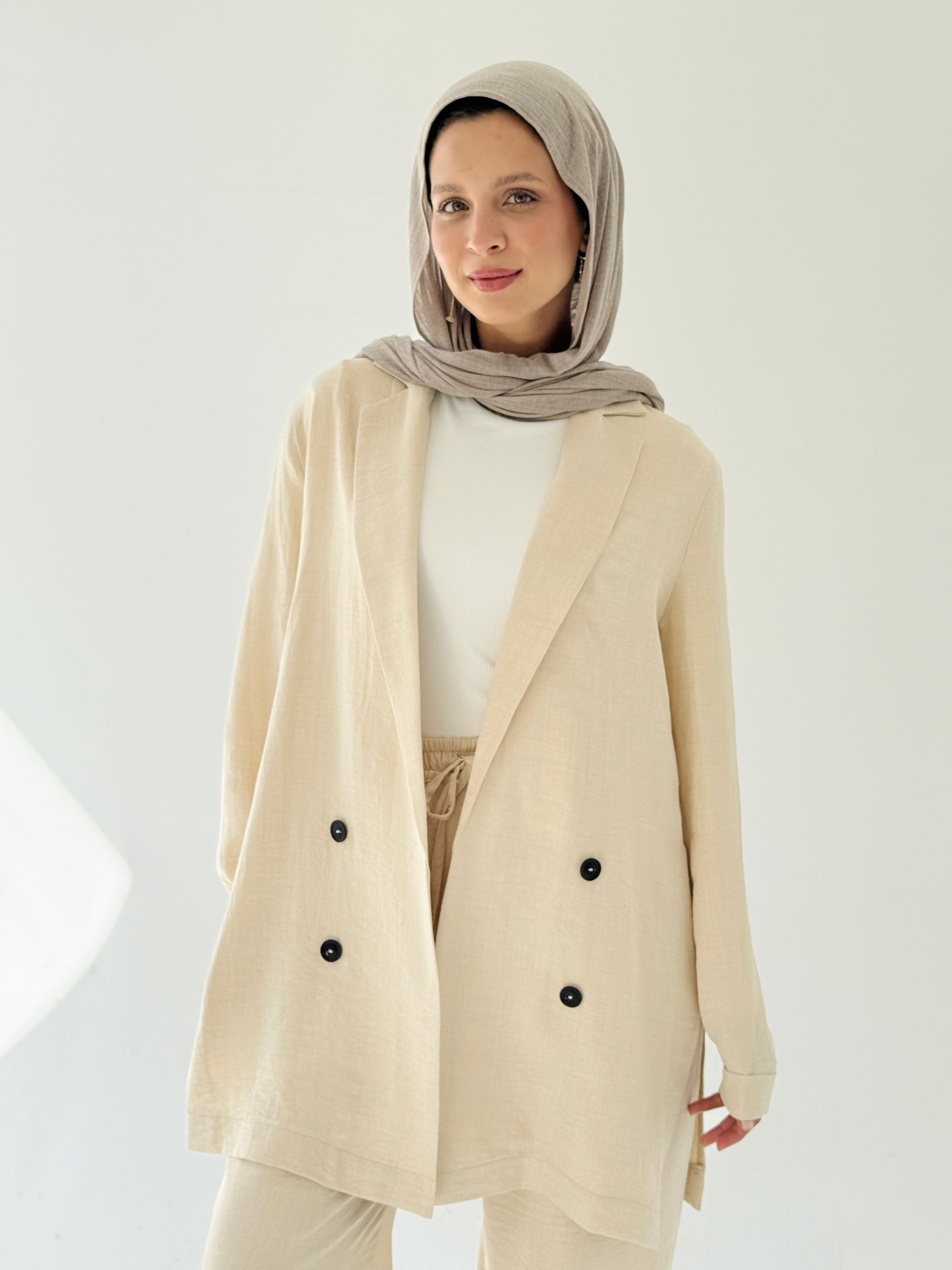 Effortlessly linen set in beige
