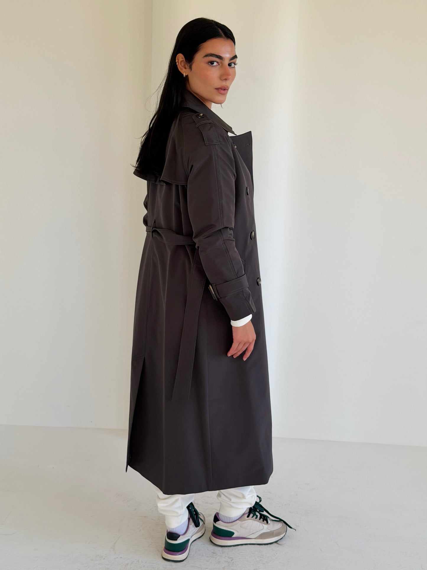 Statement Trench Coat In Dark Gray