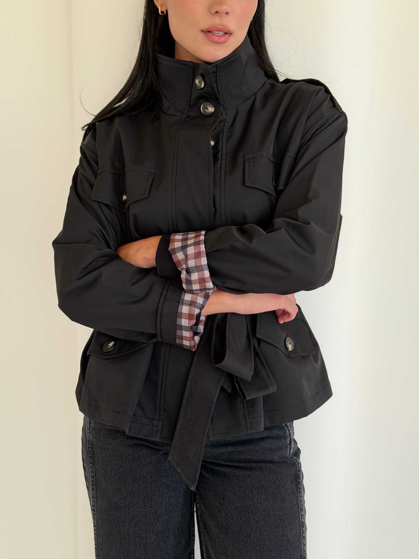 Stand Collar Jacket In Black
