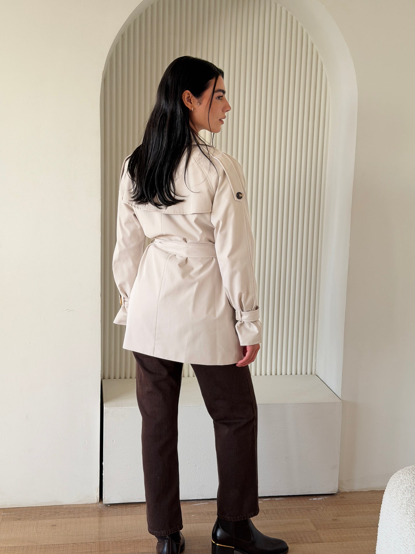 Mini Trench Coat In Beige