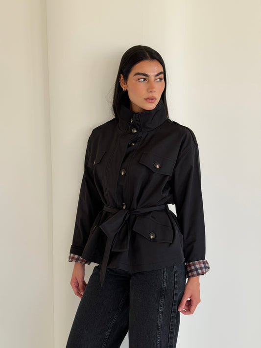 Stand Collar Jacket In Black