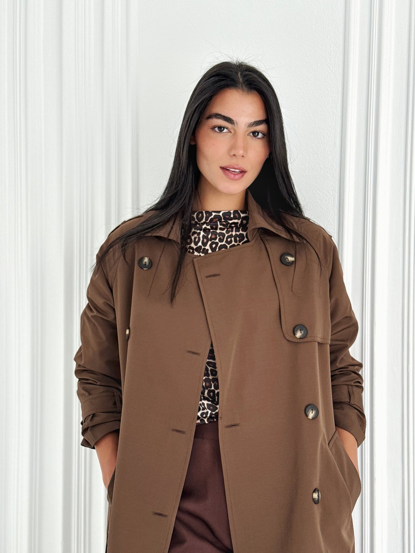 Statement Trench Coat In Brown