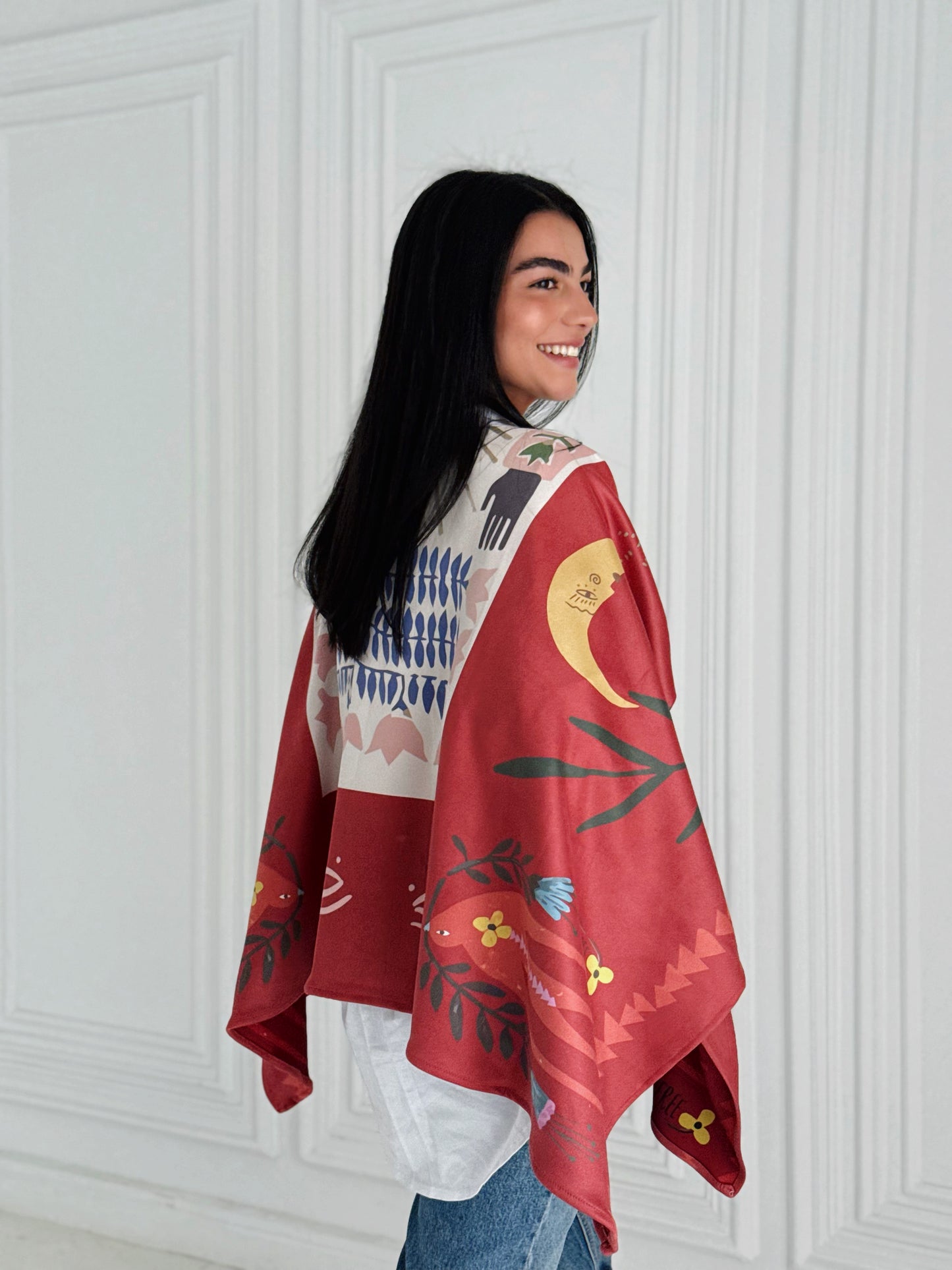 Autumlight suede cape with belt