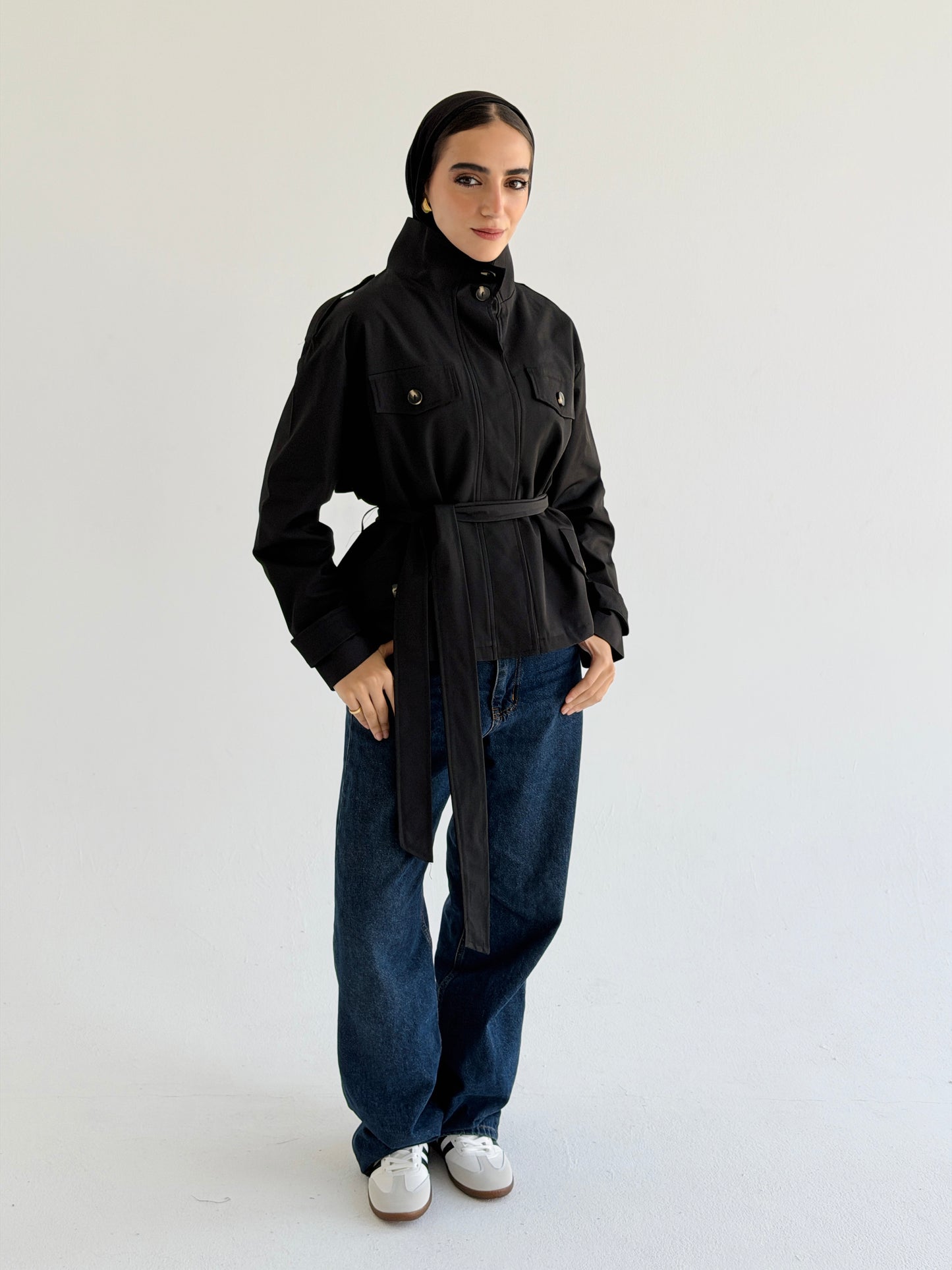 Stand Collar Jacket In Black
