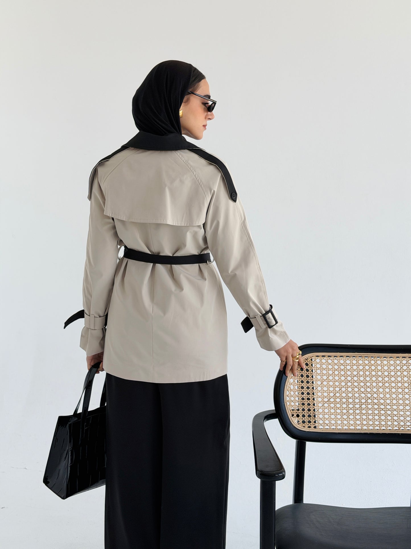 Black & white Trench coat