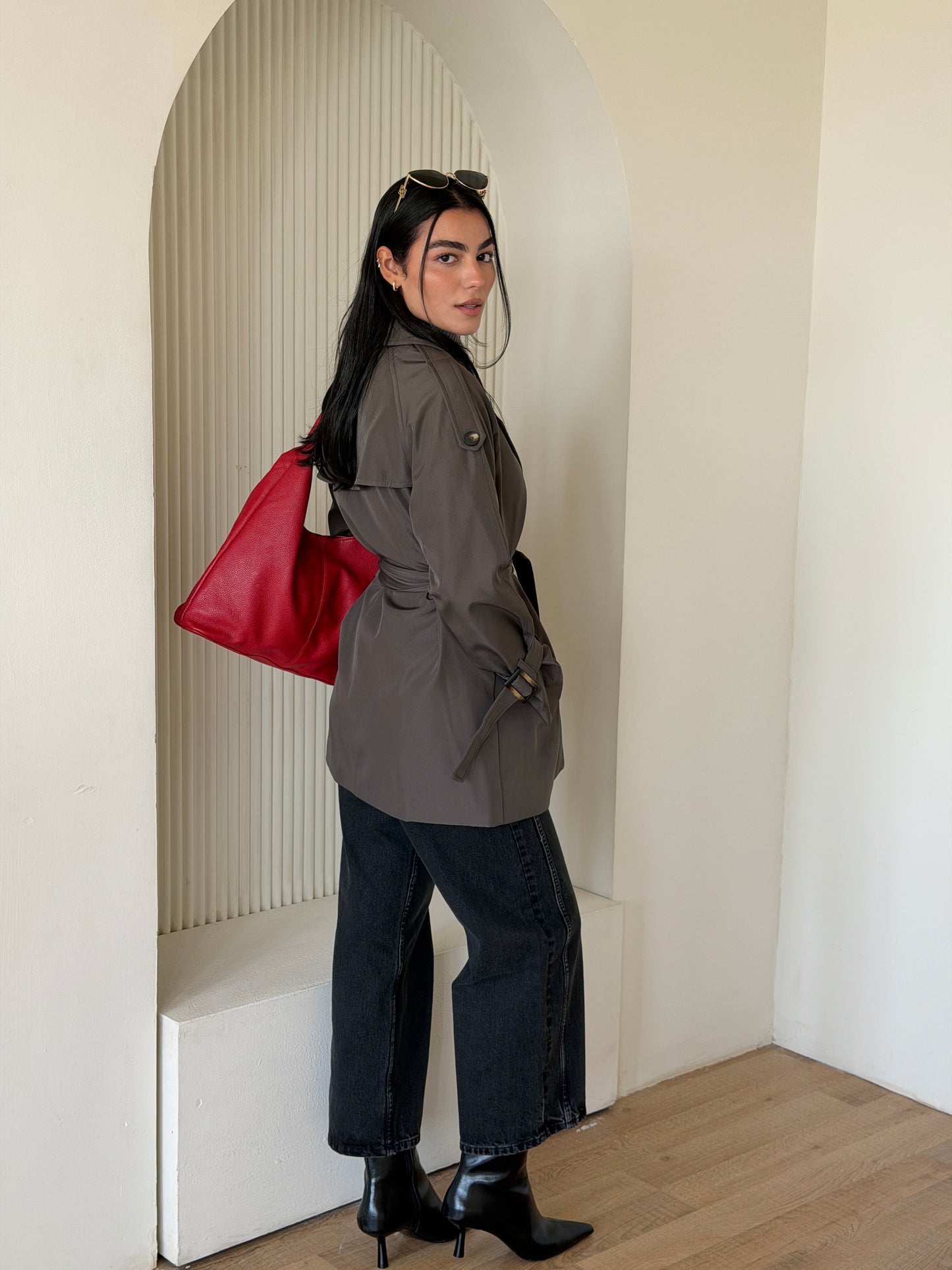 Mini Trench Coat In gray