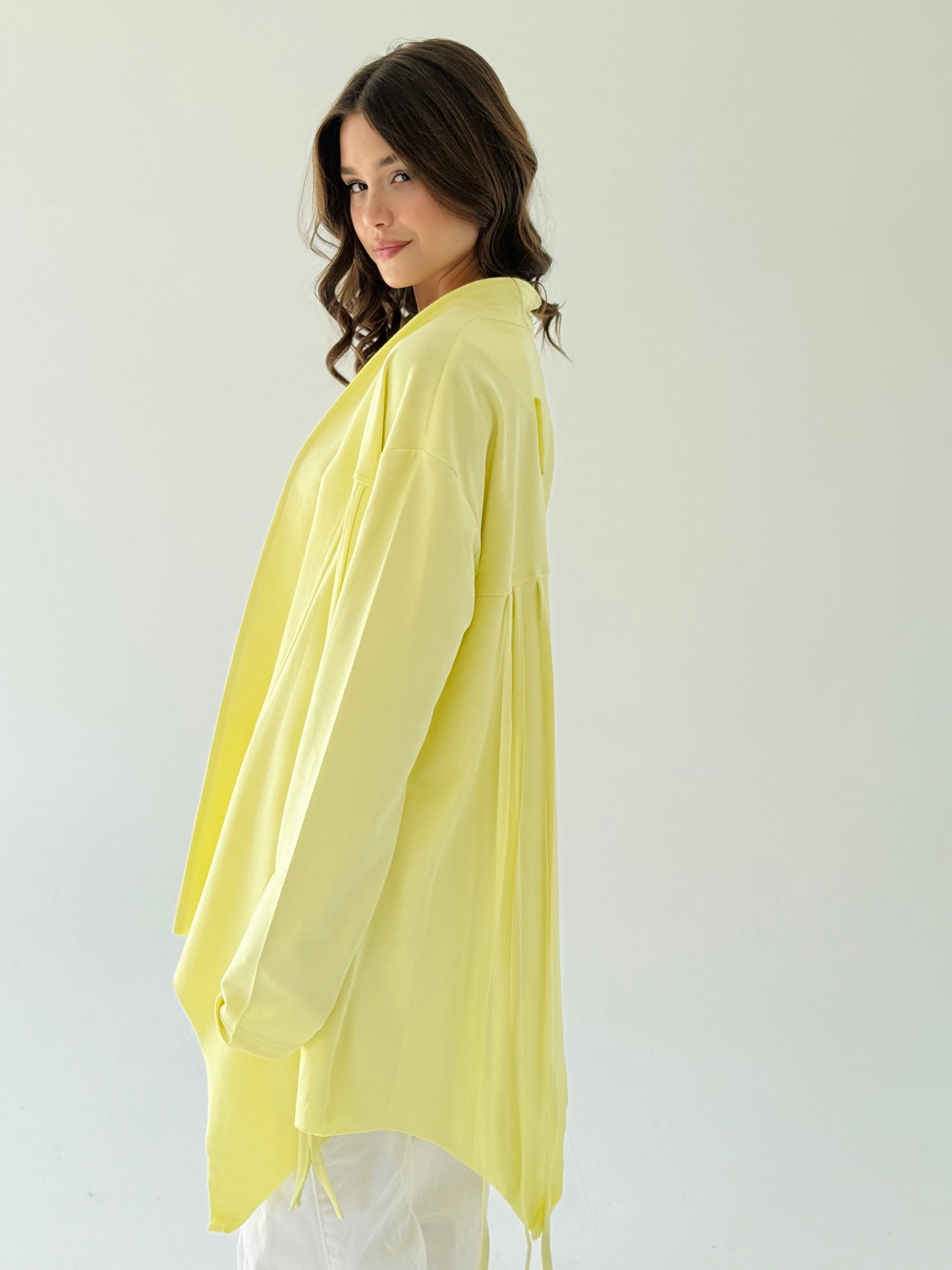 Ribbon cardigan in butter Yellow