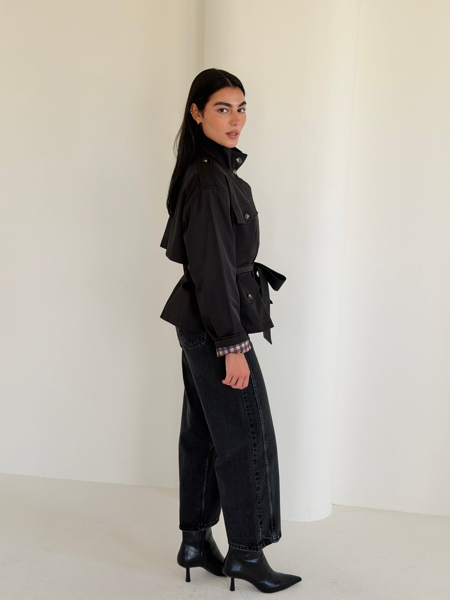 Stand Collar Jacket In Black