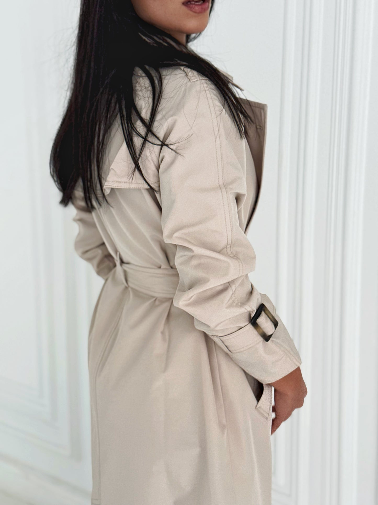 Statement Trench Coat In Beige
