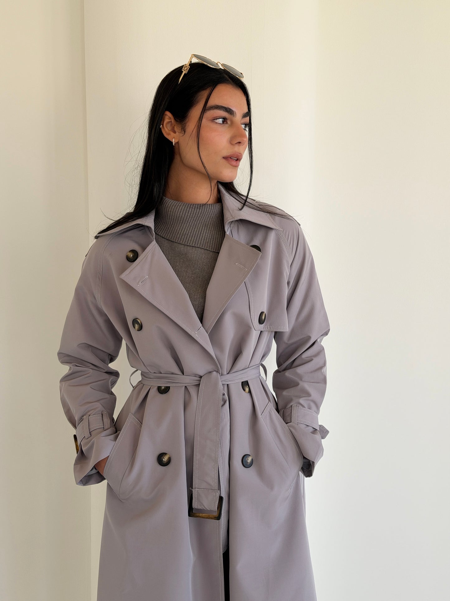 Statement Trench Coat In Gray