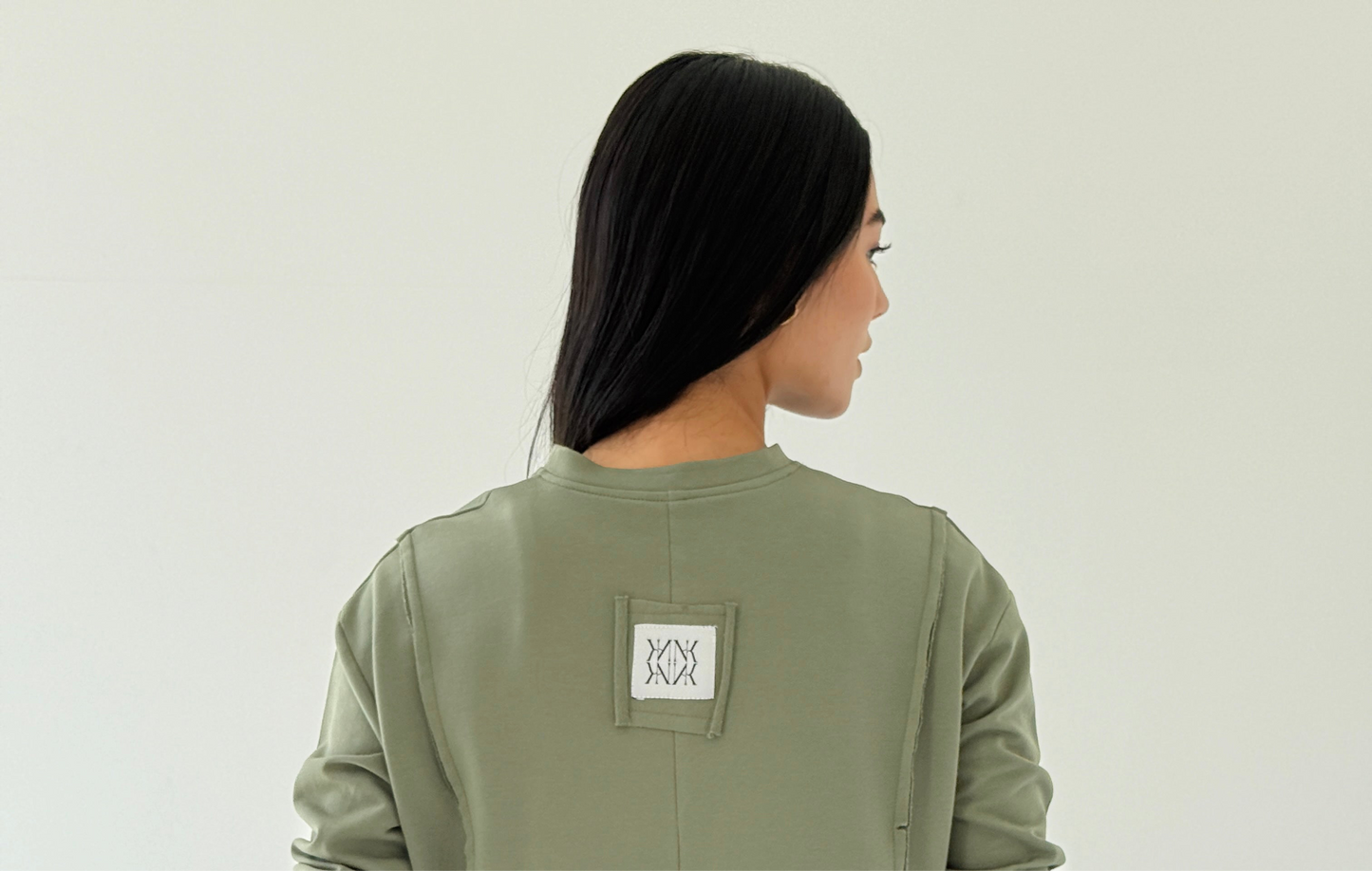 Ribbon cardigan in Olive