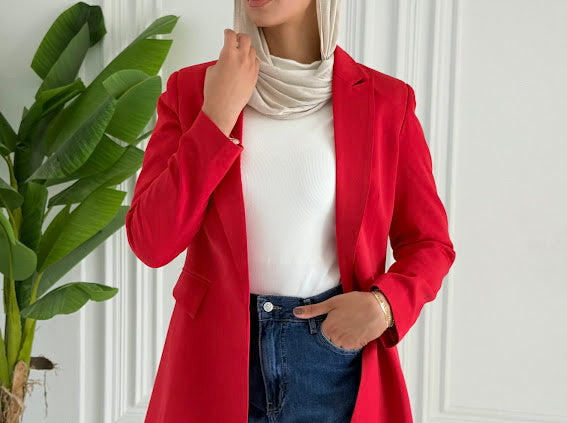 SLIM FIT RED BLAZER
