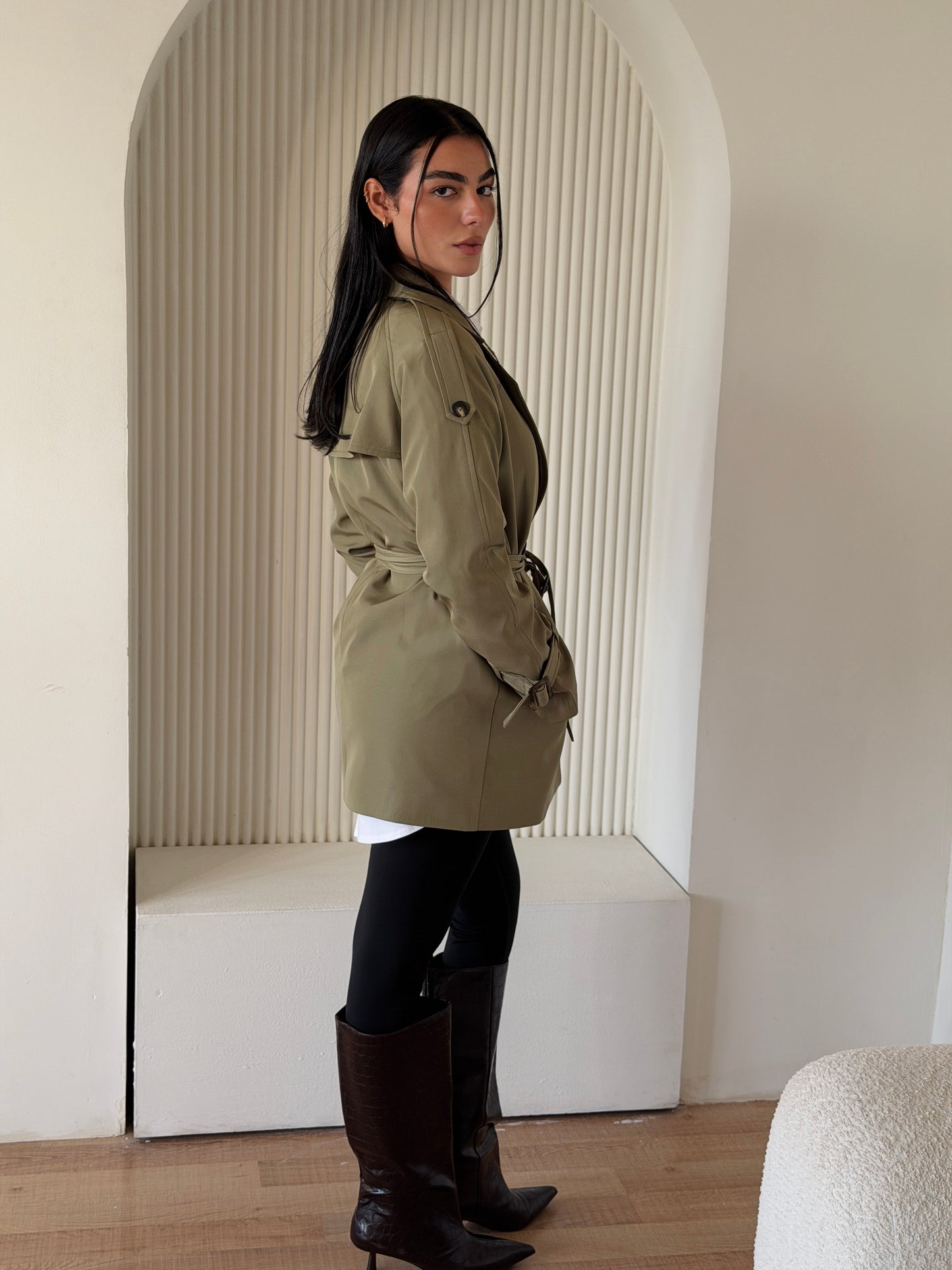 Mini Trench Coat In Matcha