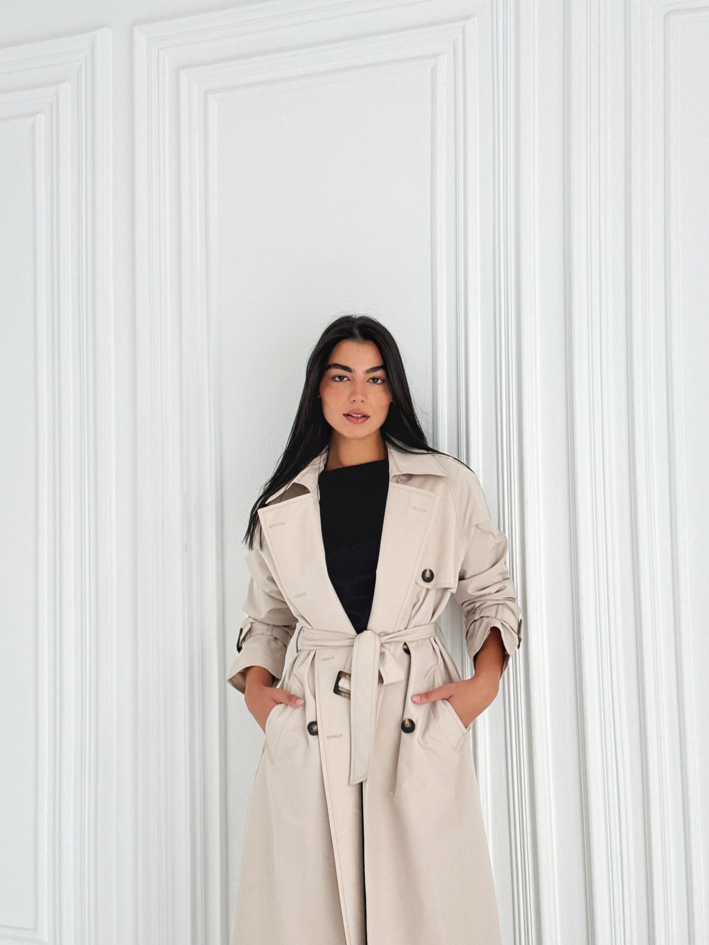 Statement Trench Coat In Beige