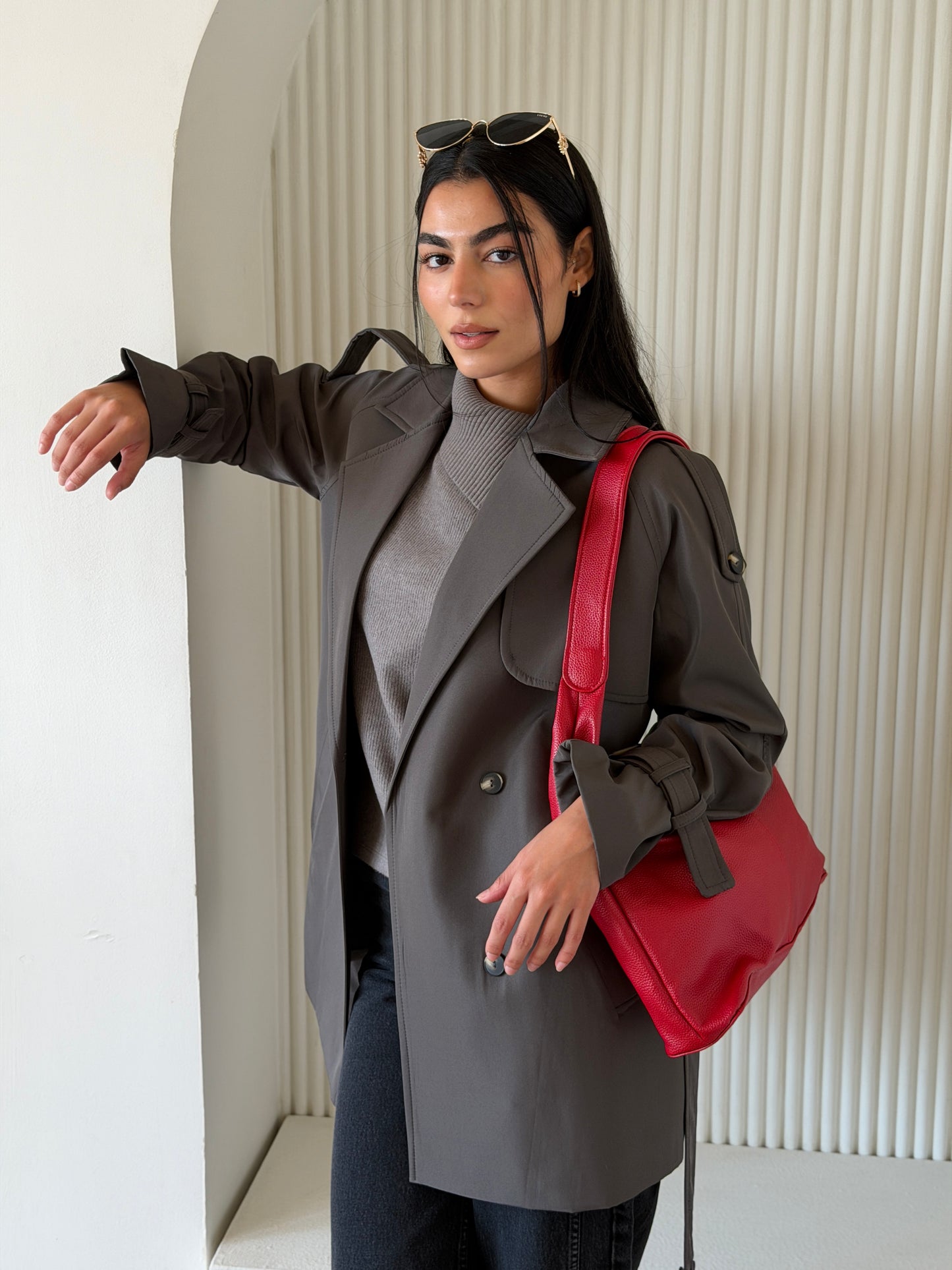 Mini Trench Coat In gray