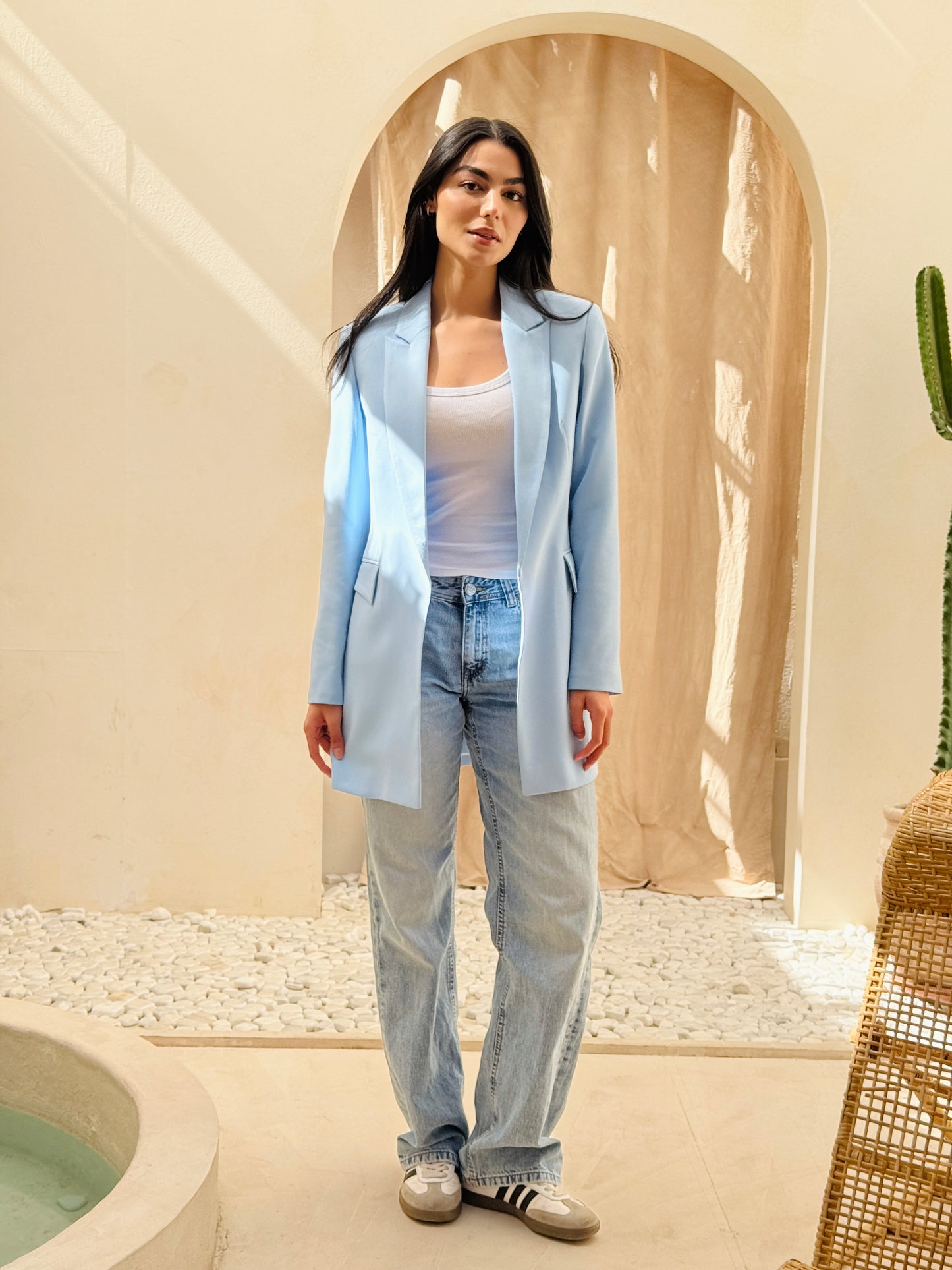 Slim fit sky blue blazer