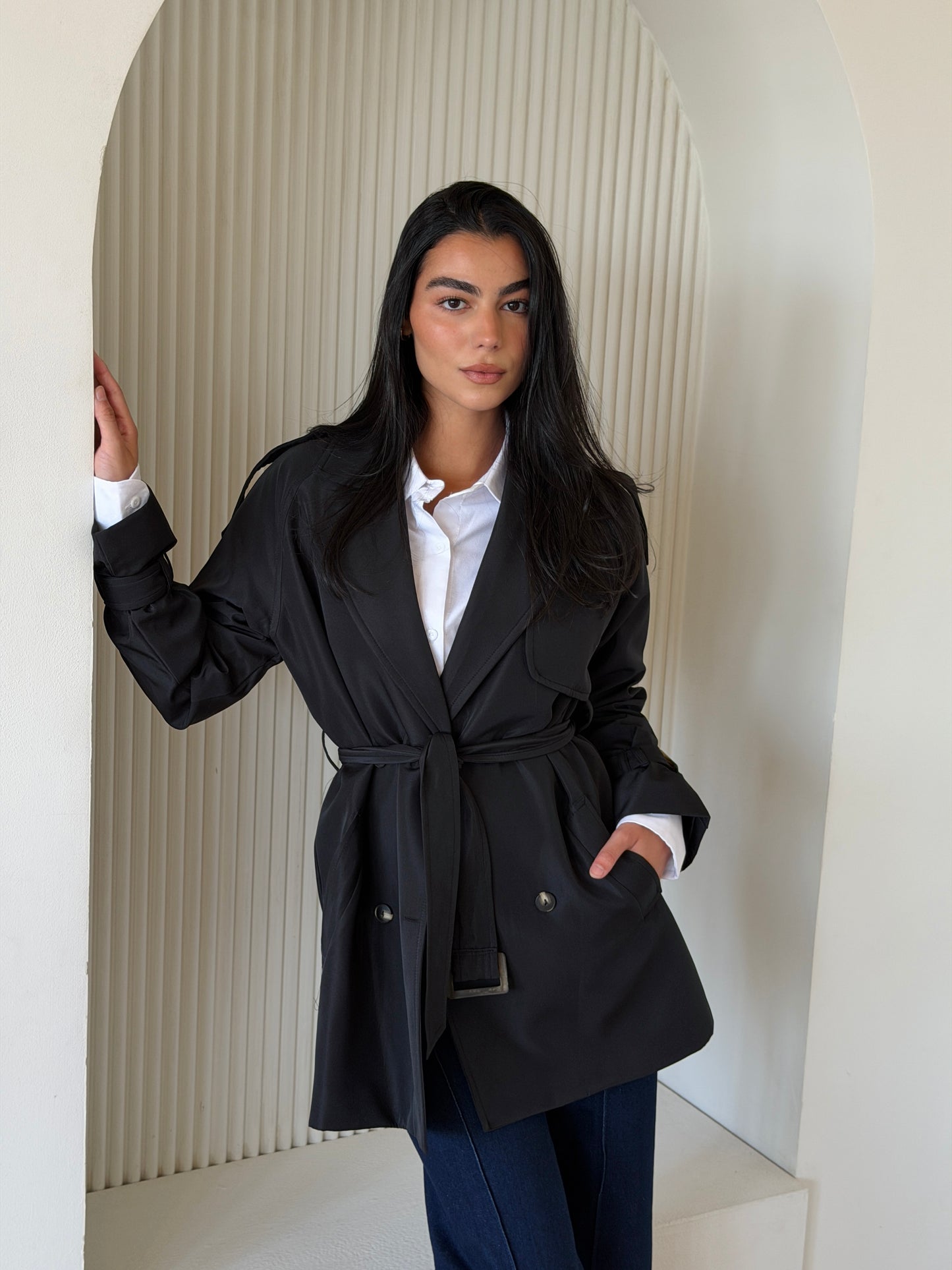 Mini Trench Coat In Black