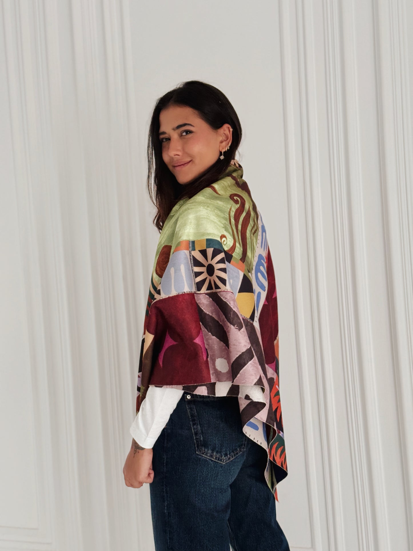 Color Bloom wool scarf ( square)