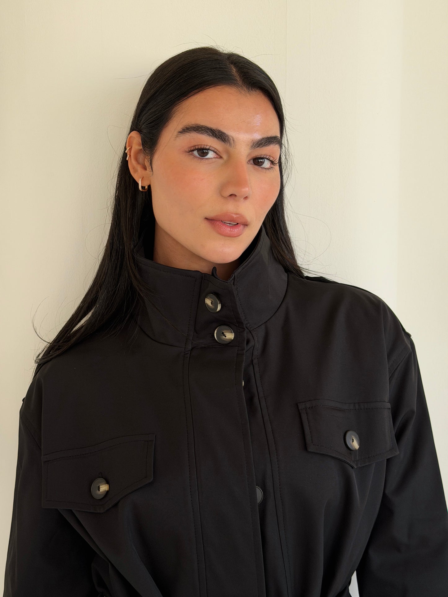 Stand Collar Jacket In Black