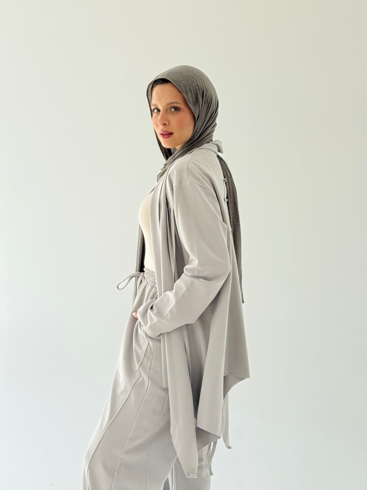 Wide cotton pants in Gray