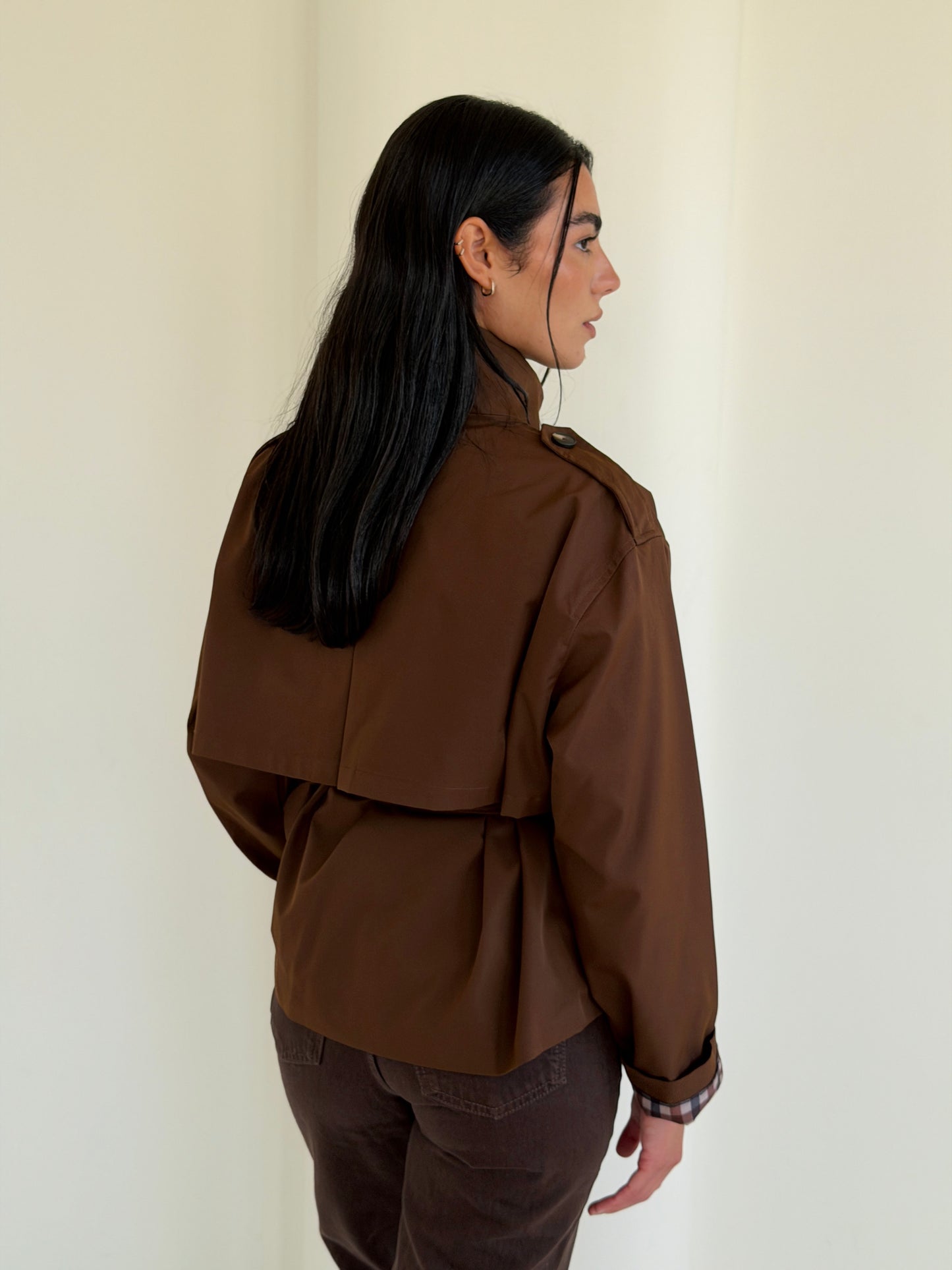 Stand Collar Jacket In Brown