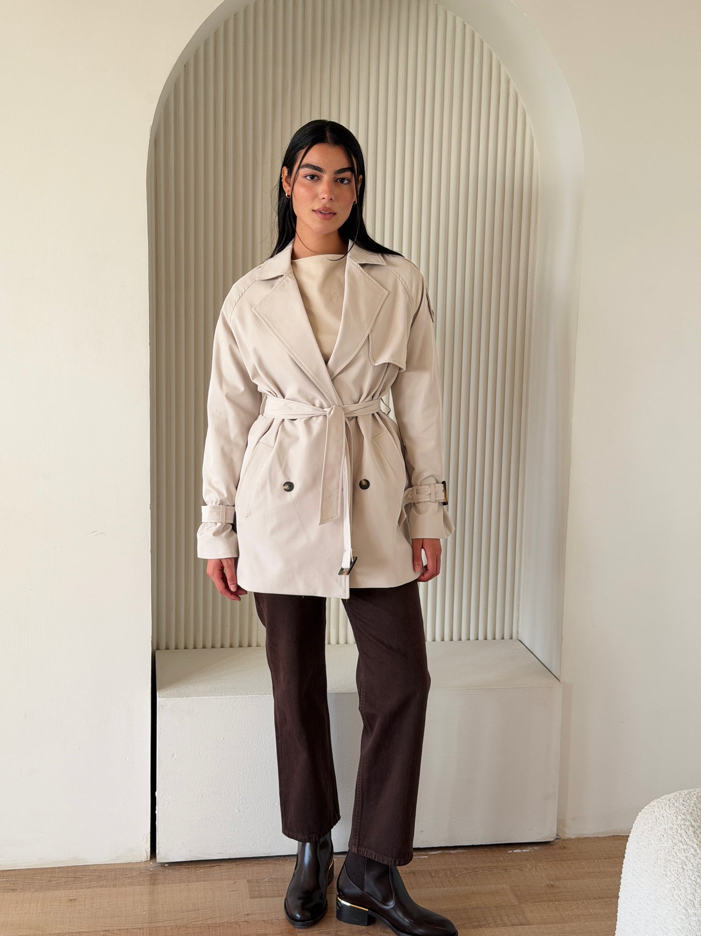 Mini Trench Coat In Beige