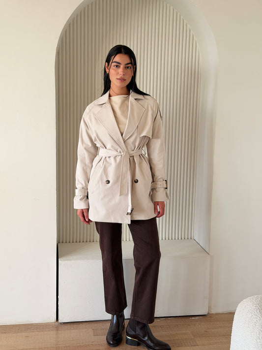 Mini Trench Coat In Beige