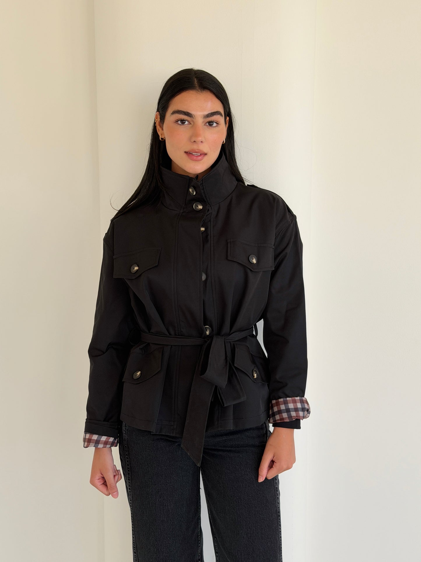 Stand Collar Jacket In Black