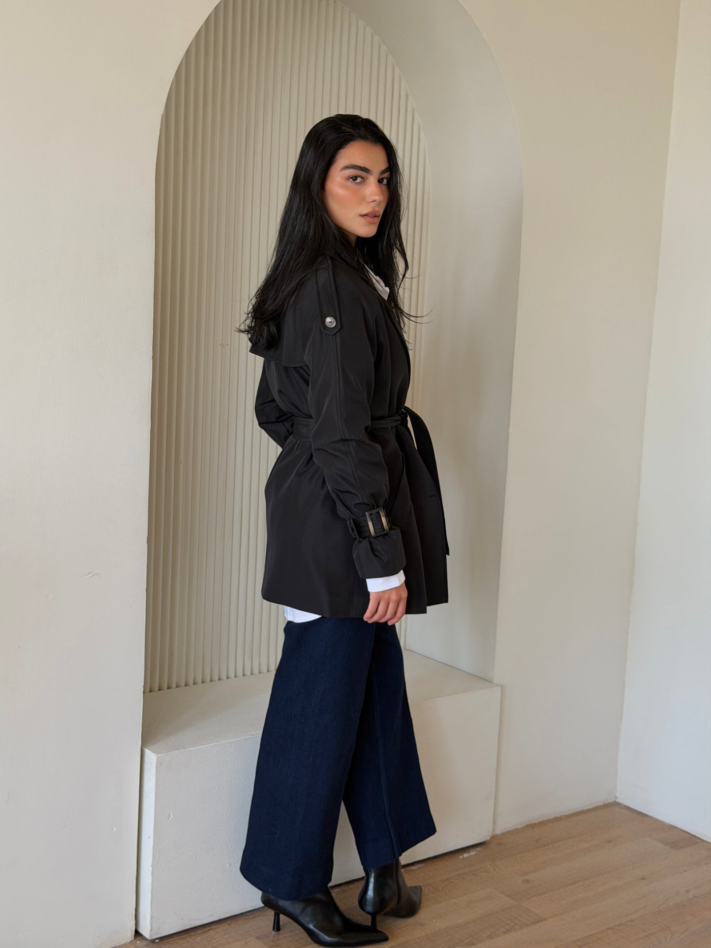 Mini Trench Coat In Black