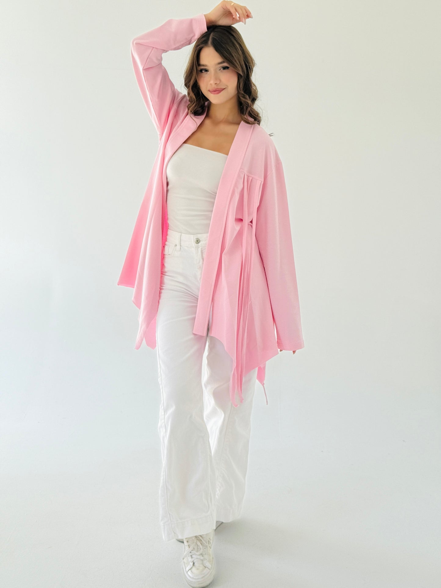 Ribbon cardigan in pink