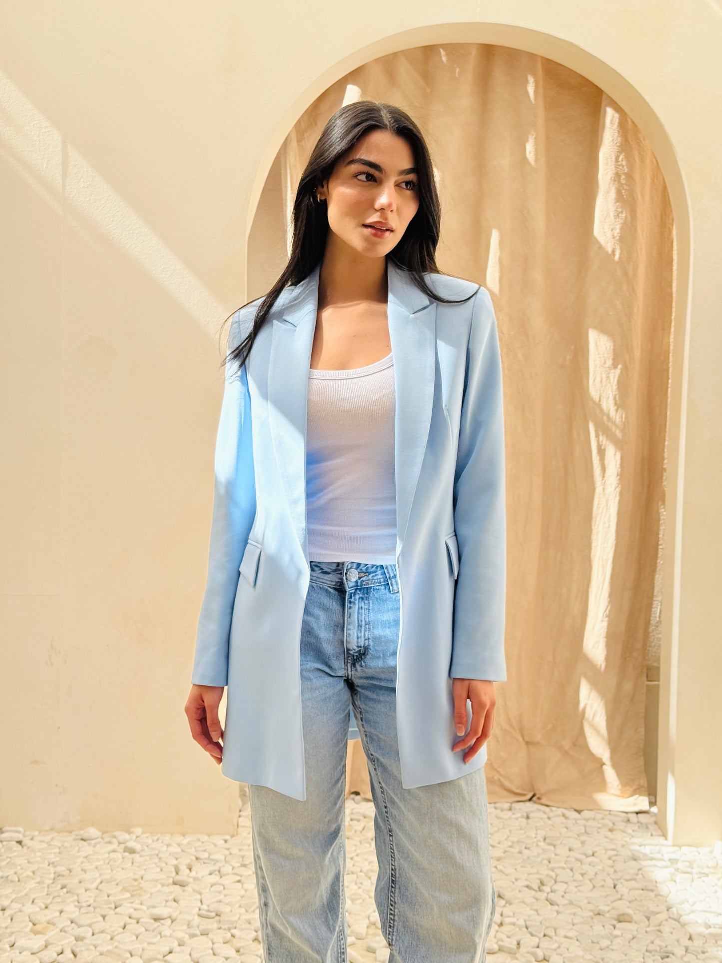 Slim fit sky blue blazer